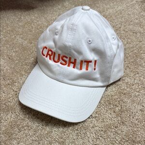 NWT - White Cap with Orange 'CRUSH IT!' Embroidery